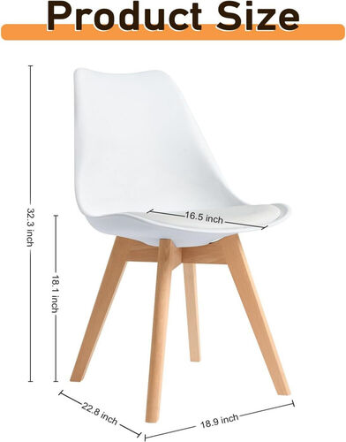Canglong Side Chair Mid Century Modern Dining Chair With Wood Legs For Kitchen, Living,Dining Room - White