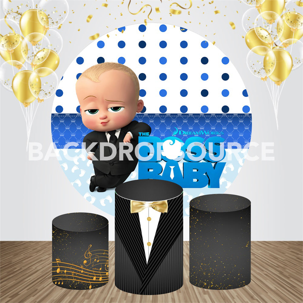 Boss Baby Boy Event Party Round Backdrop Kit - Backdropsource