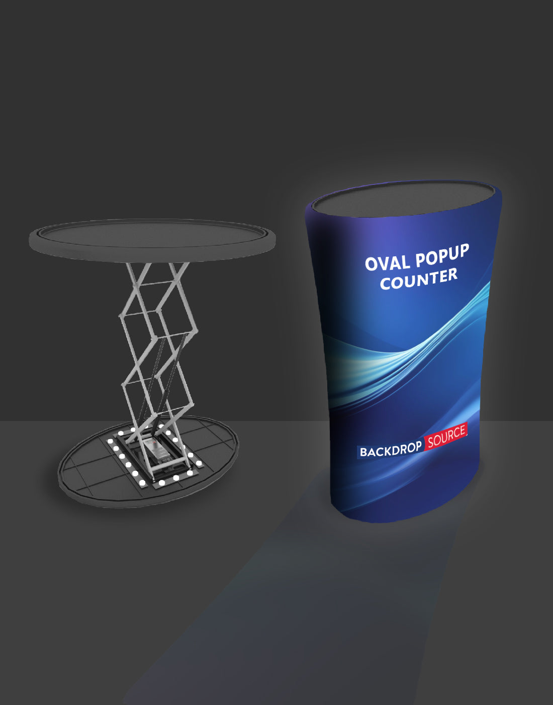 Backlit Fabric Oval Pop Up Counter