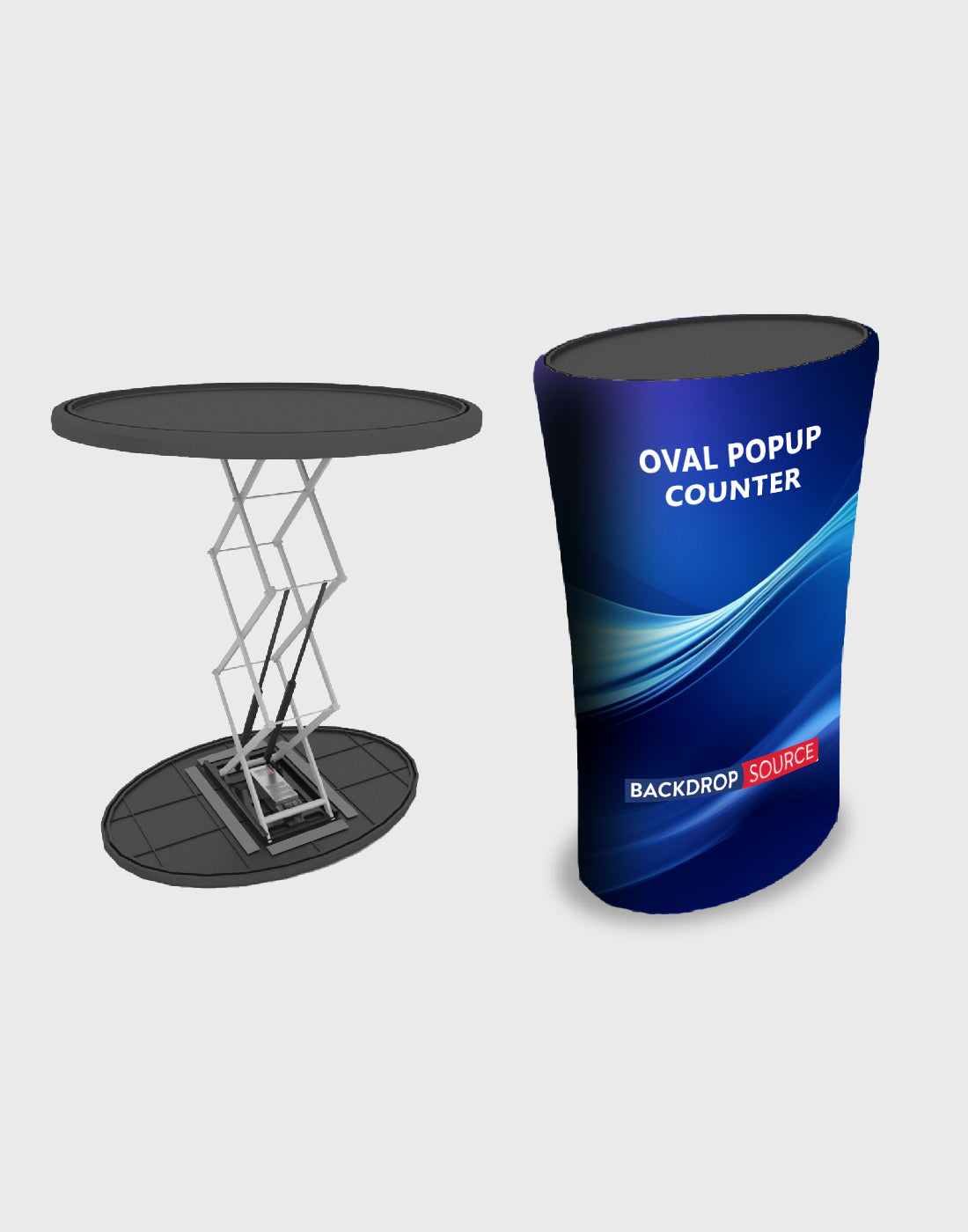 Backlit Fabric Oval Pop Up Counter
