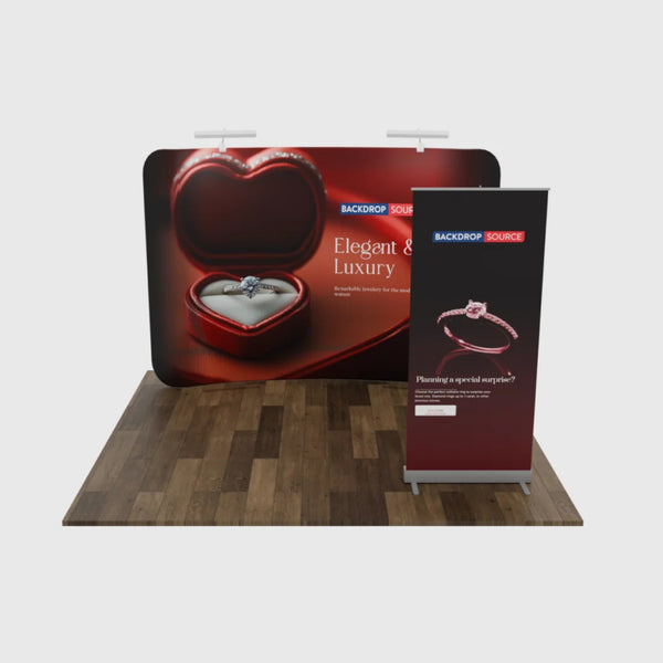 Kit de stand de 10 x 10 con pared posterior y soporte para pancarta enrollable