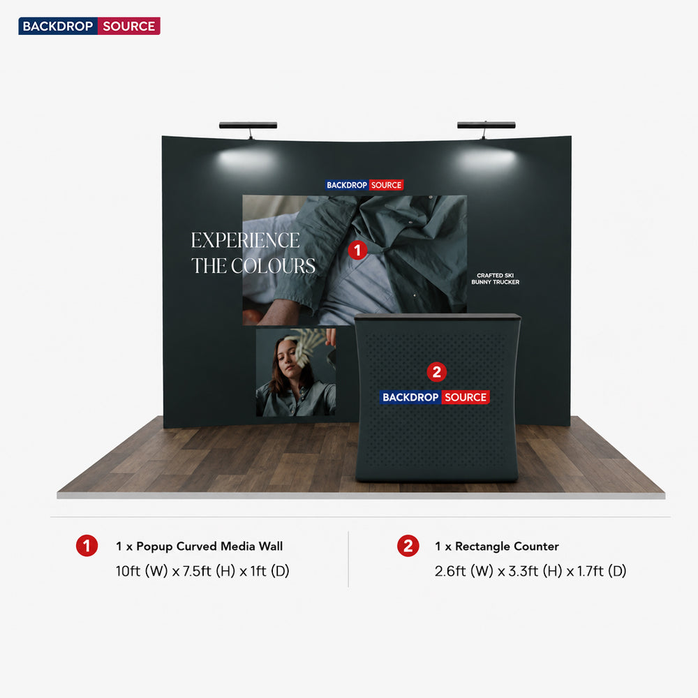 10ft x 10ft Curved Popup Exhibit Pro 3-in-1 Display Kit with Illume Lights