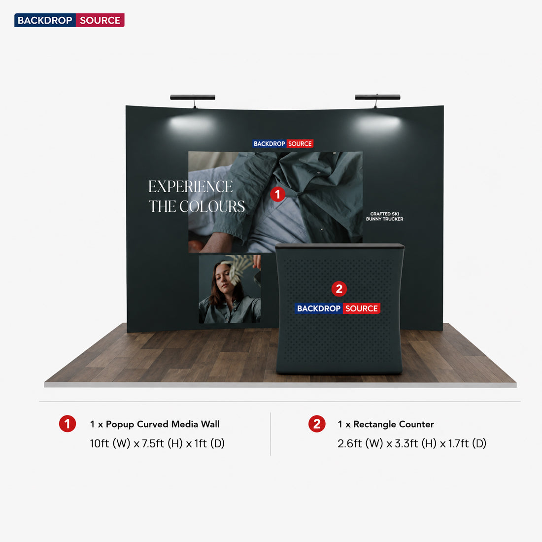 10ft x 10ft Curved Popup Exhibit Pro 3-in-1 Display Kit with Illume Lights