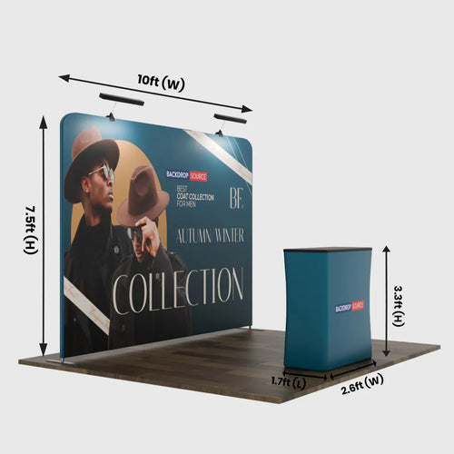 10ft x 10ft Straight Exhibit Pro 3-in-1 Display Kit with Illume Lights
