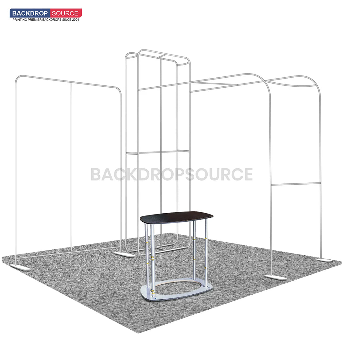 Kit de exhibición de TV modular de arco en L de primera calidad para stands de 10 pies de ancho