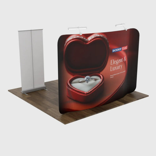 10x10 Trade Show Booth Kit with Backwall & Roll-Up Banner Stand