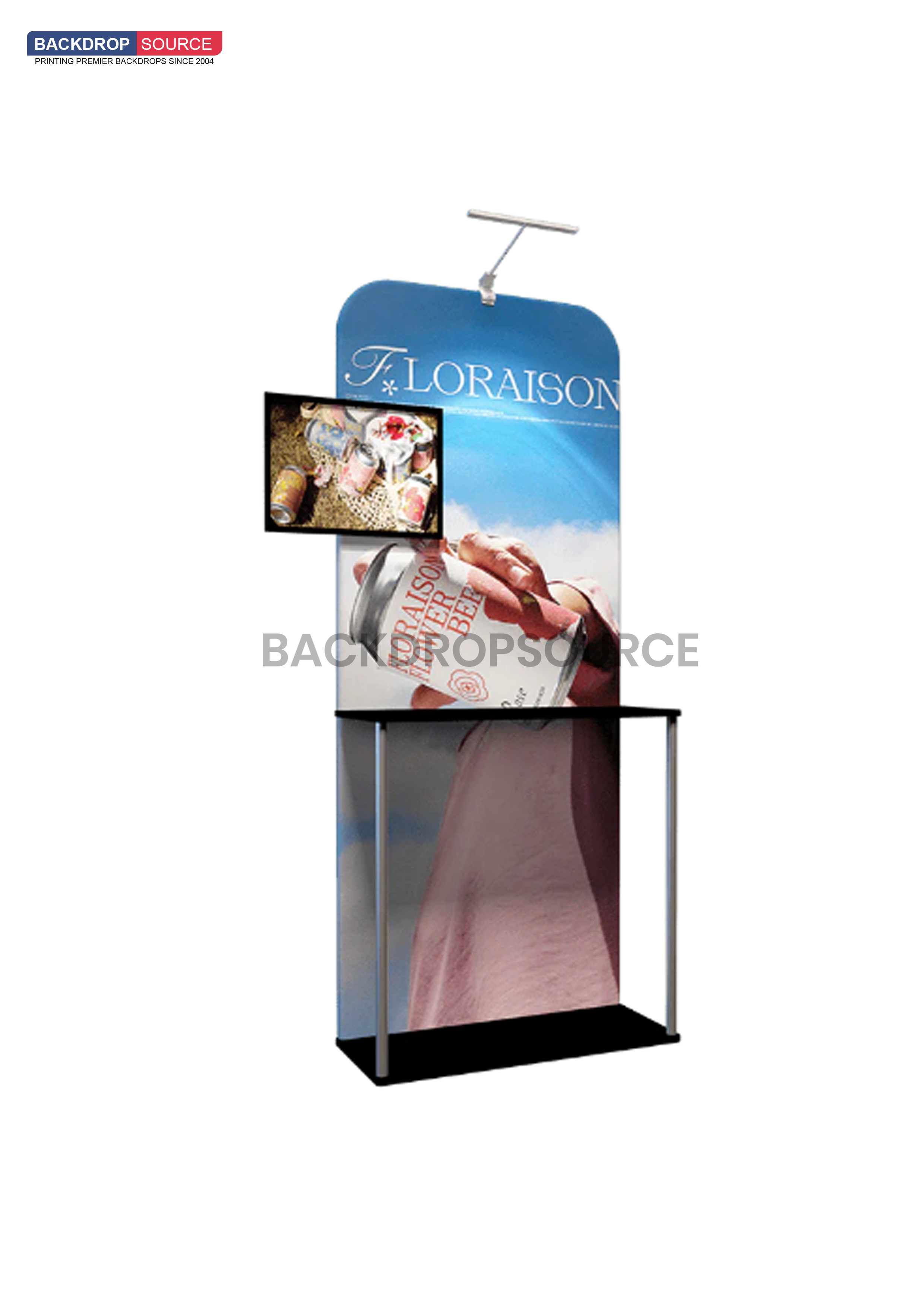 Exhibition Display Stand with Shelving & TV Mount