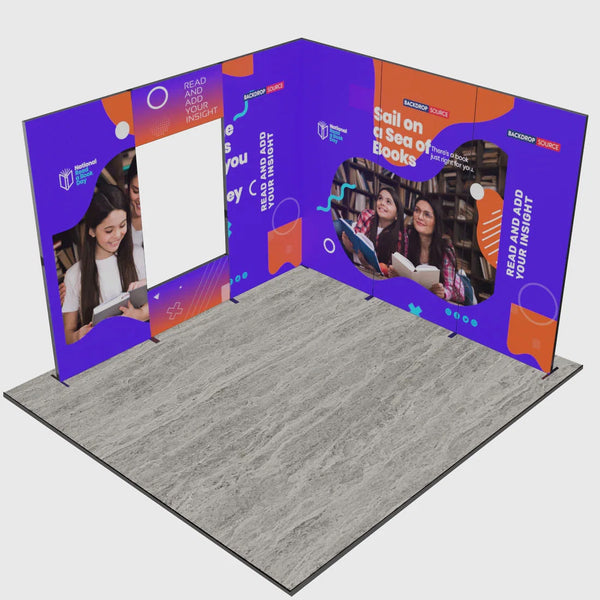 Exhibidor modular de luz SEG de 10 pies para ferias comerciales - Modelo 1