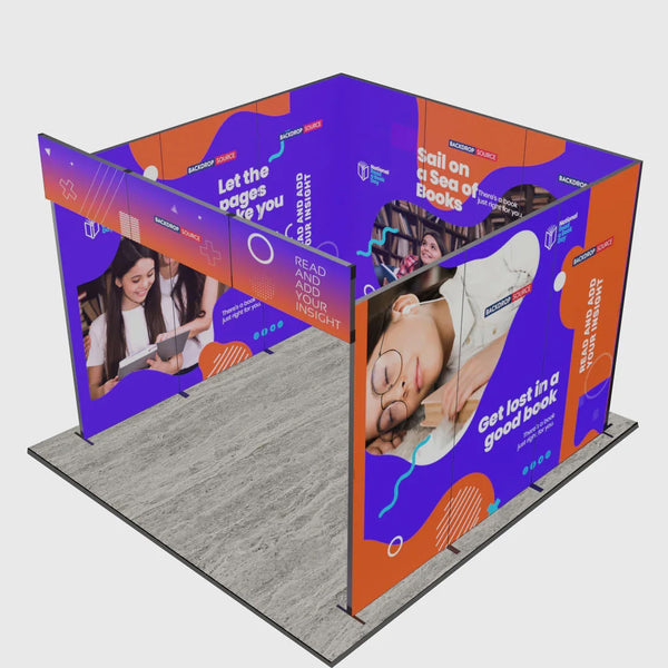 Exhibidor modular de luz SEG de 10 pies para ferias comerciales - Modelo 1