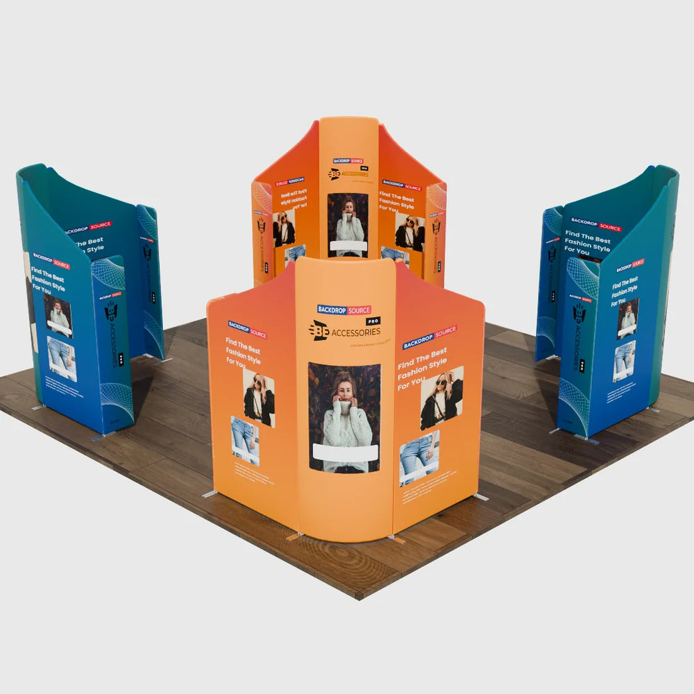 Stand de exhibición de tela magnética - Modelo 5 (20 x 20 pies)