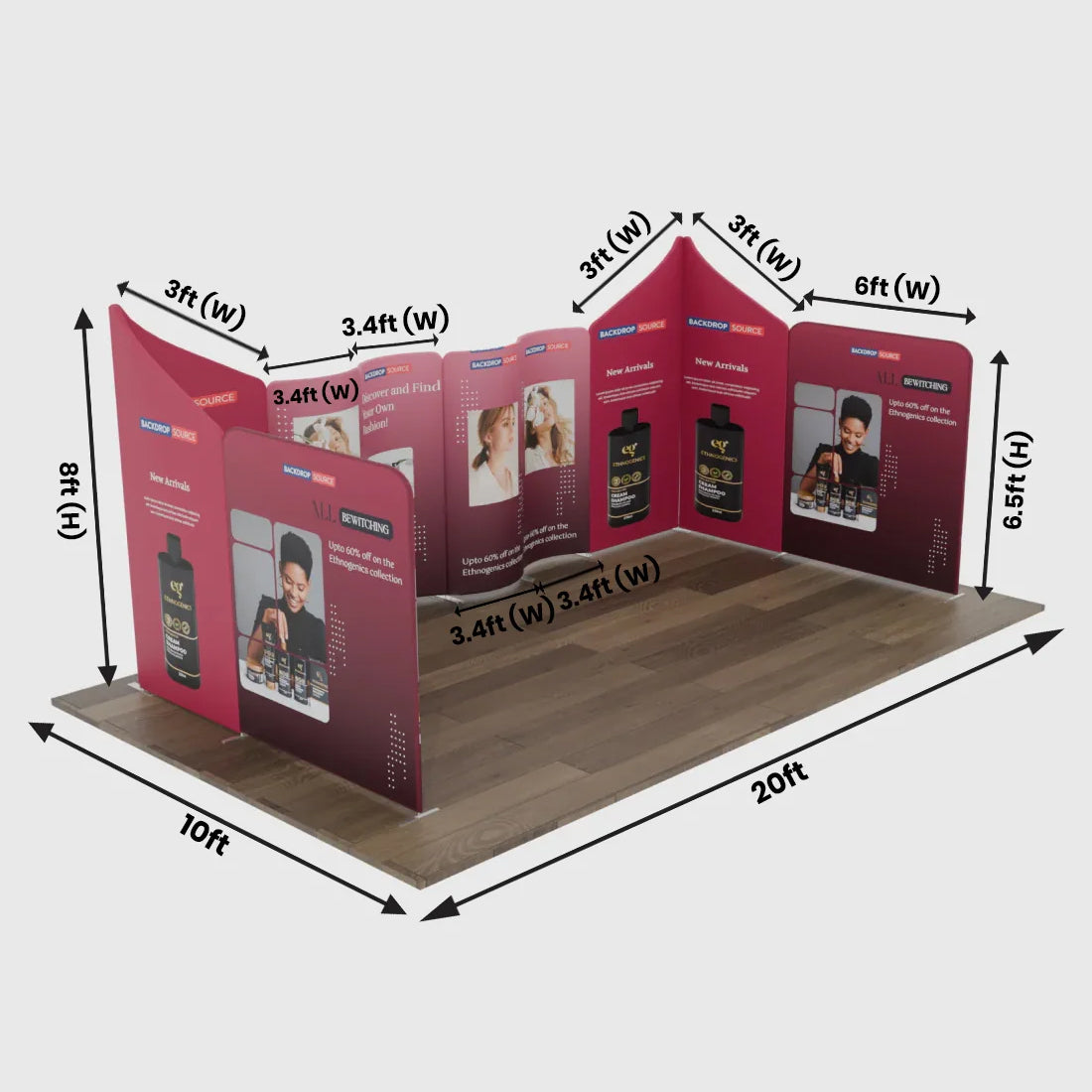 Magnetic Fabric Booth Display - Model 2 (20 x 20ft)