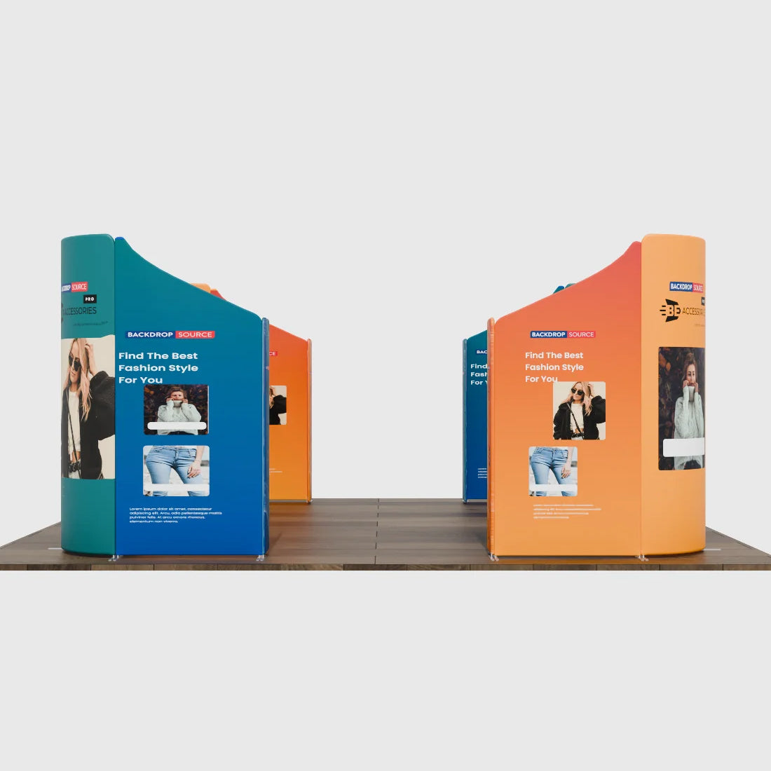Stand de exhibición de tela magnética - Modelo 5 (20 x 20 pies)