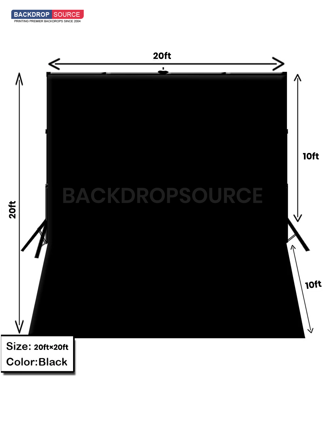 20' W x 20' H White/ Black Backdrop with a Stand