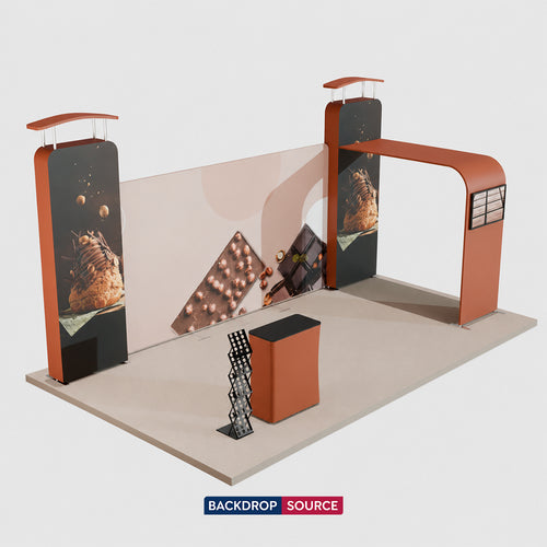Kit de exhibición de fondo recto de 20 x 10 con pared 3D y arco