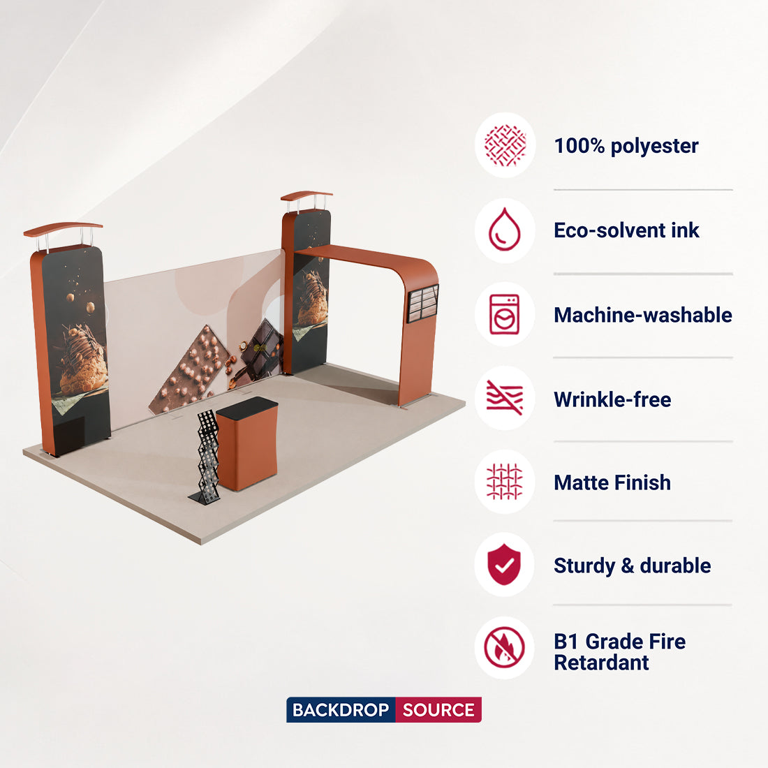 20x10 Straight Backdrop with 3D Wall & Arch Exhibition Kit