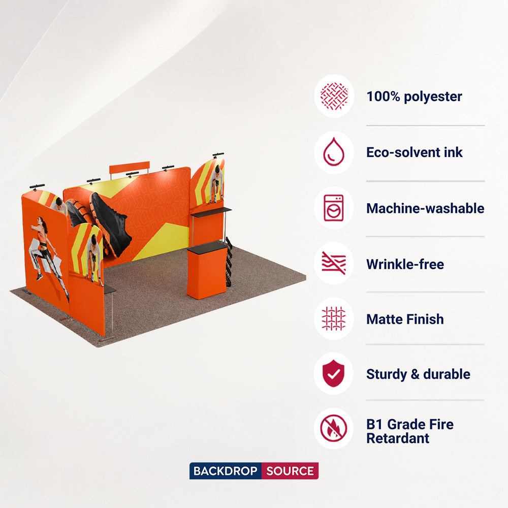 20x10 Straight Backdrop with Shelf Exhibition Kit