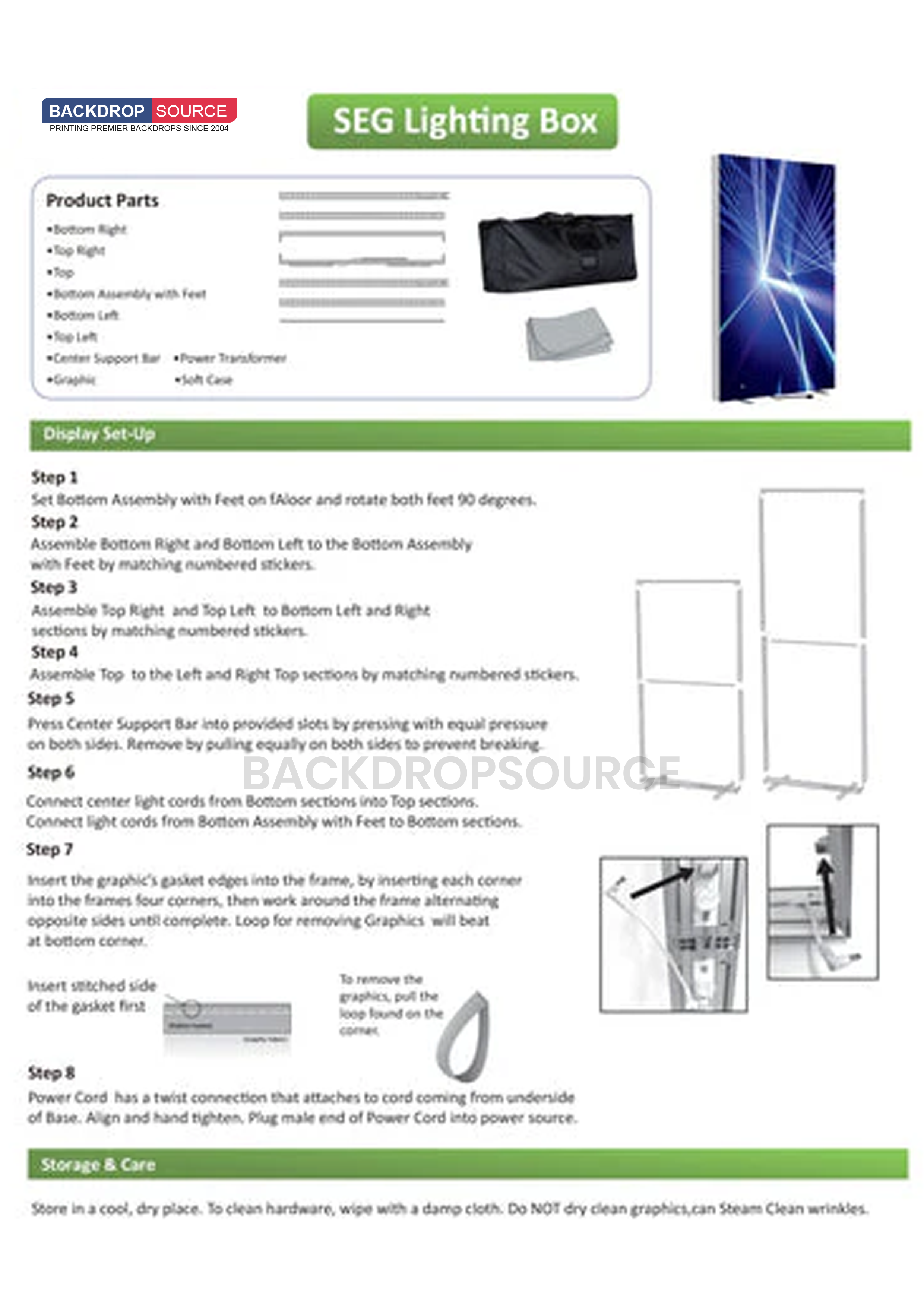 SEG Frameless  Fabric LED Light Box Display - 2.8ft W x 6.5ft H