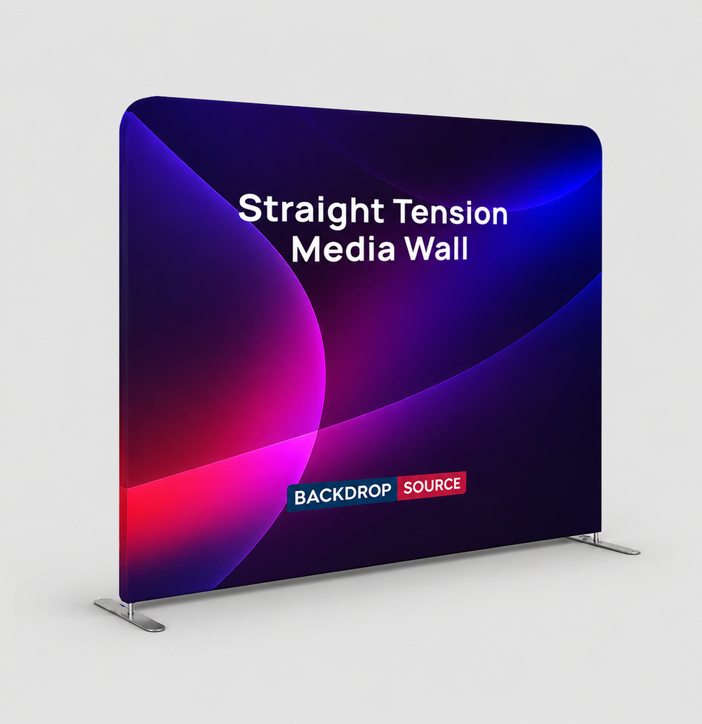 Fondo de pared multimedia con tela de tensión recta