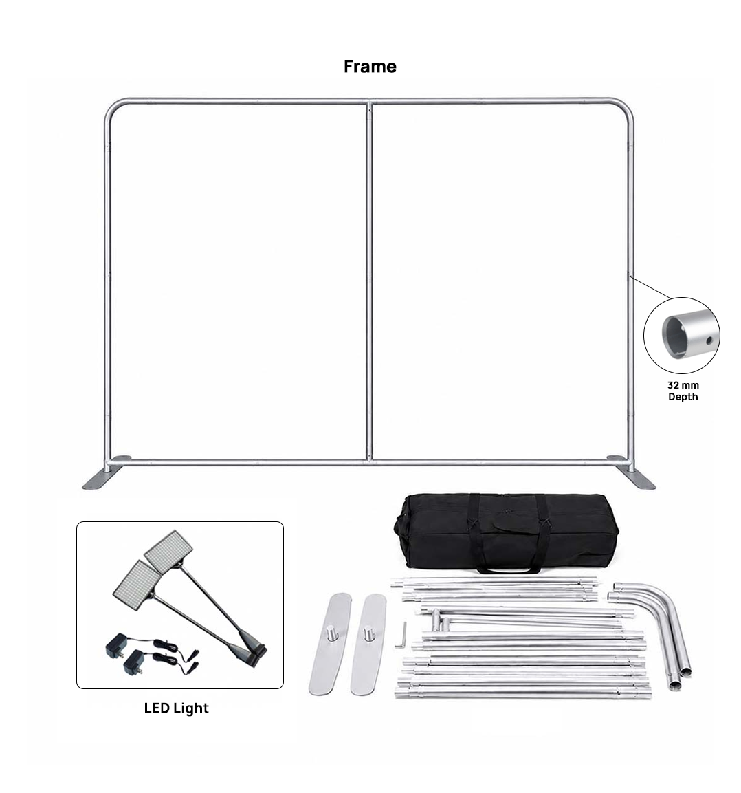 Kit de pared posterior recta con foco LED