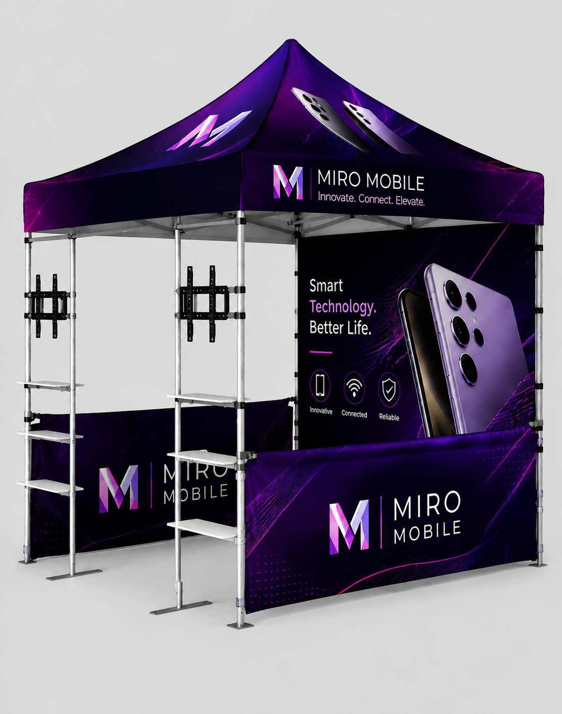 10ft x 10ft Canopy Kit with Shelving & TV Mounts