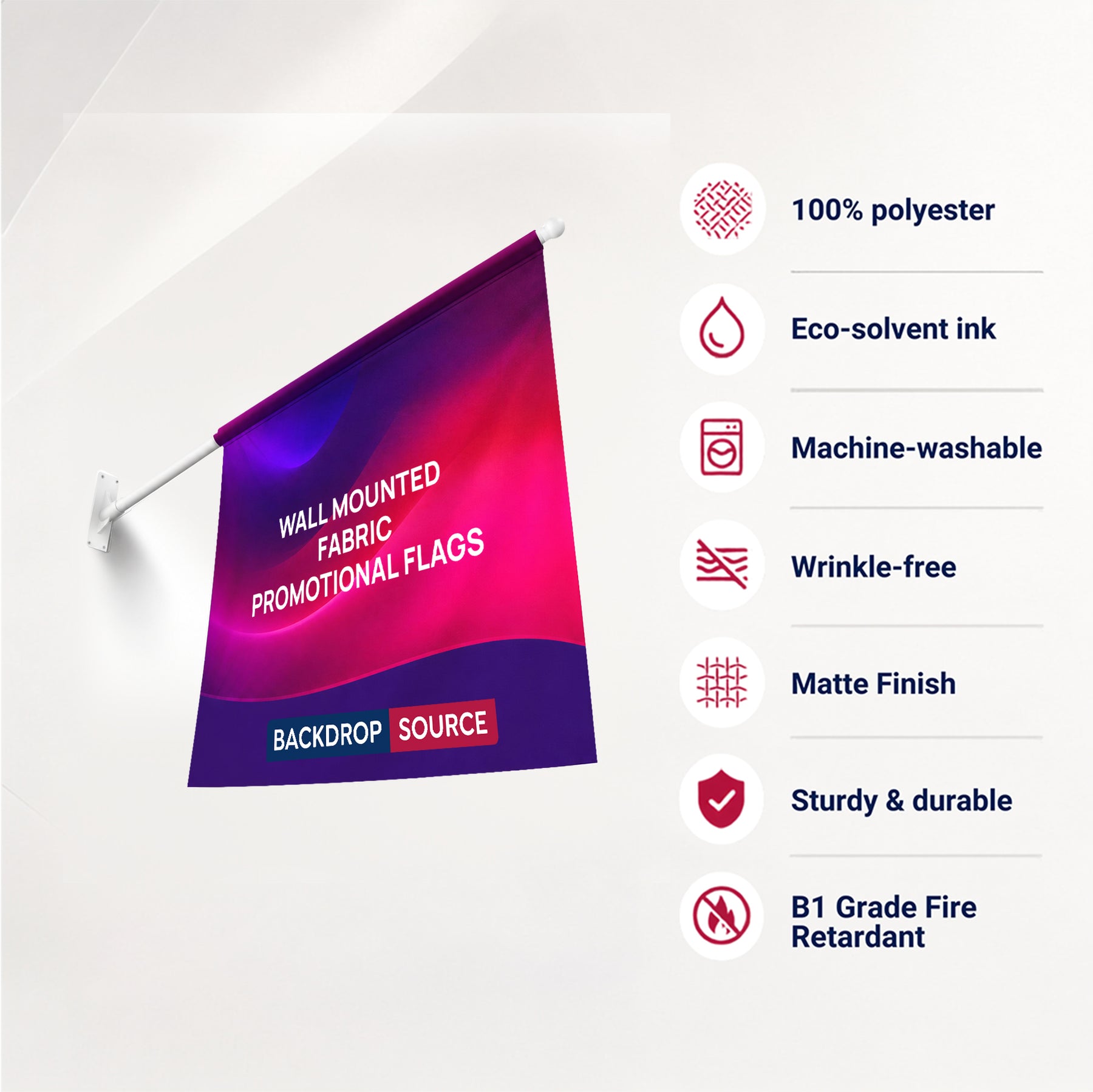 Wall Mounted Fabric Promotional Flags