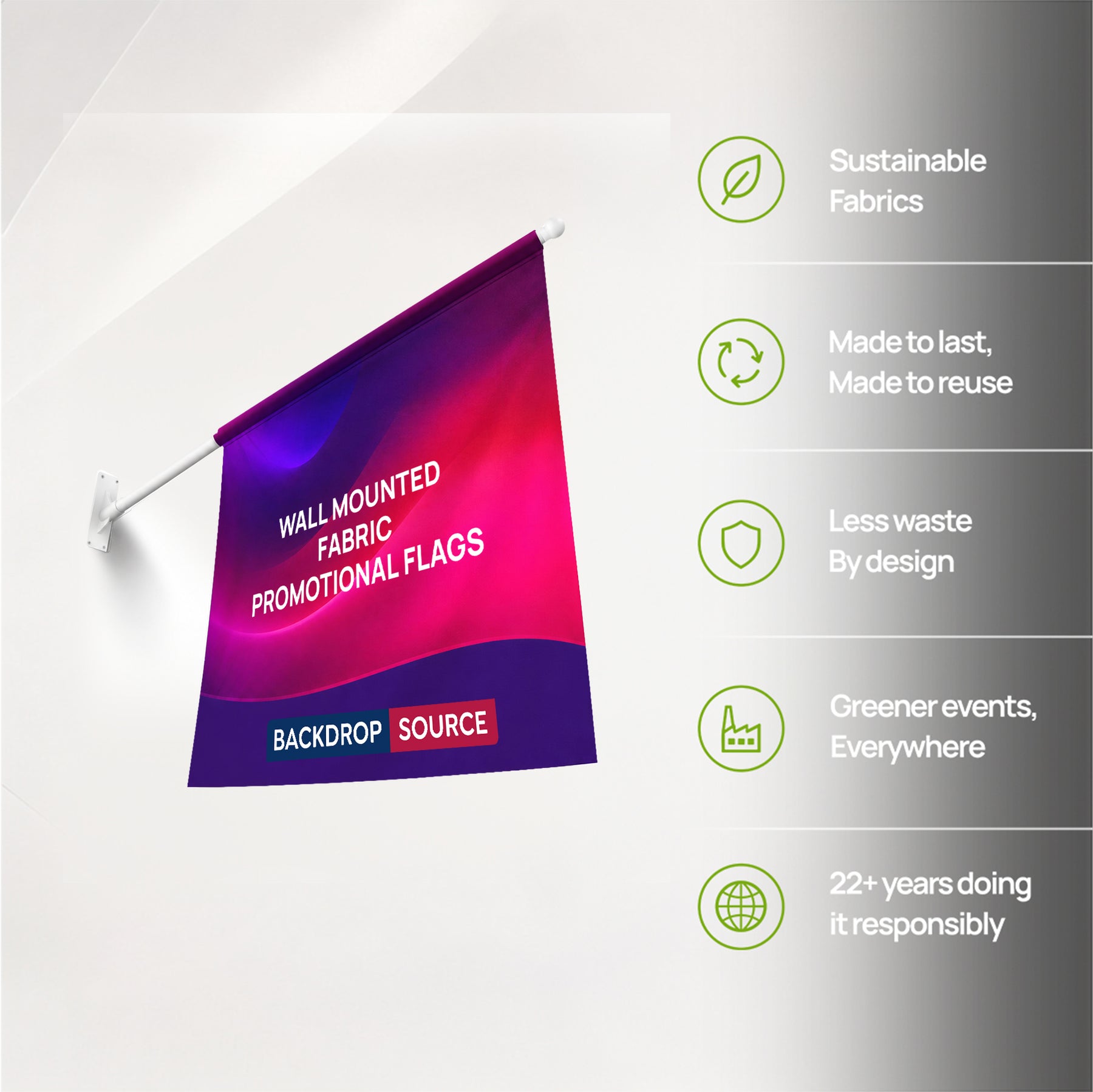 Wall Mounted Fabric Promotional Flags