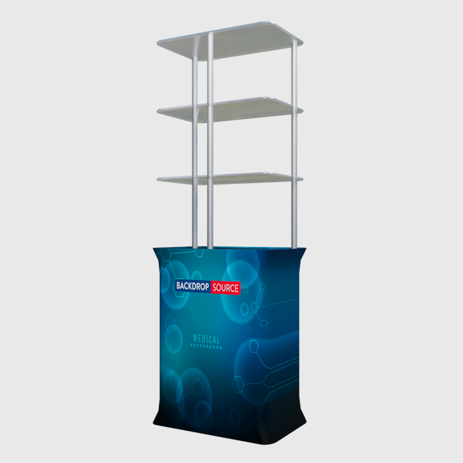 Rectangular Fabric Display Counter with Acrylic Triple Shelves