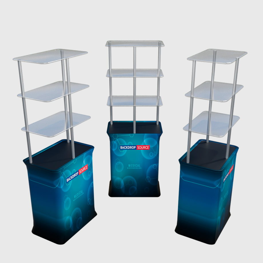 Rectangular Fabric Display Counter with Acrylic Triple Shelves