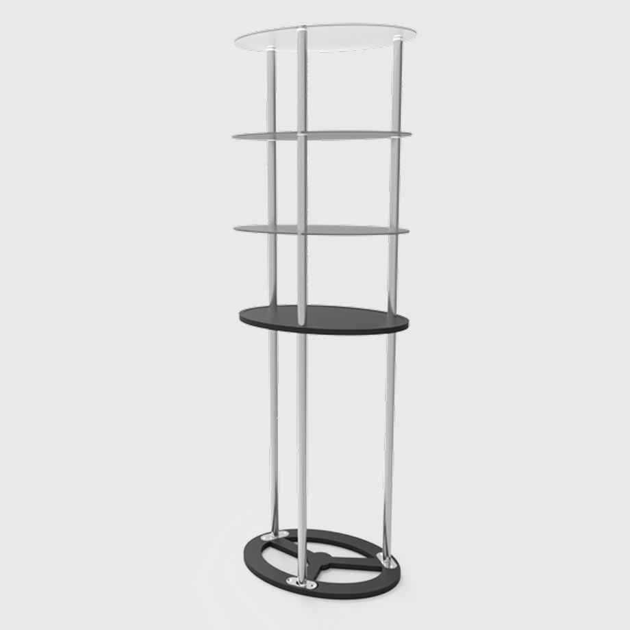 Oval Counter with Acrylic Triple Shelves