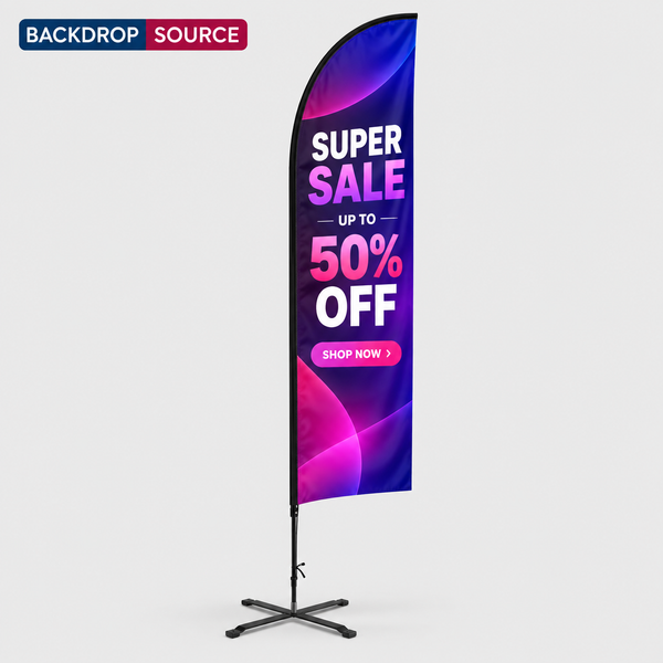Duplex Printing Straight Flag with Uni-Fit Pole
