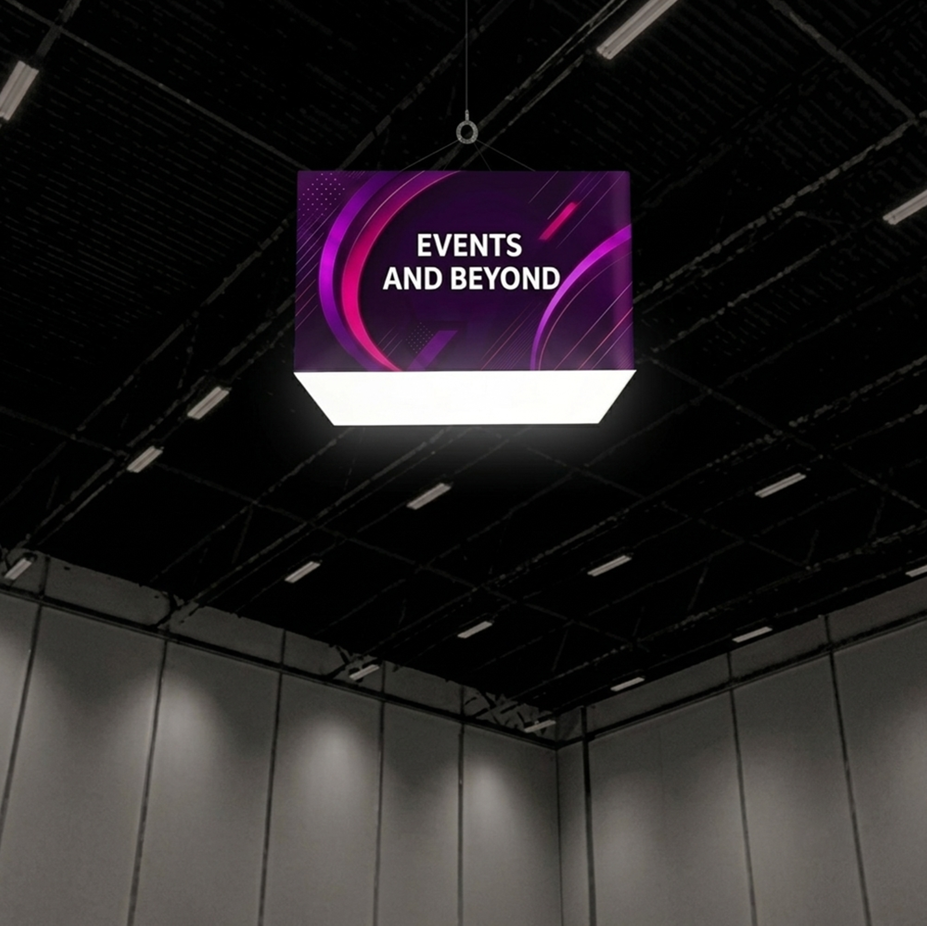 Backlit Cubic Fabric Hanging Banner