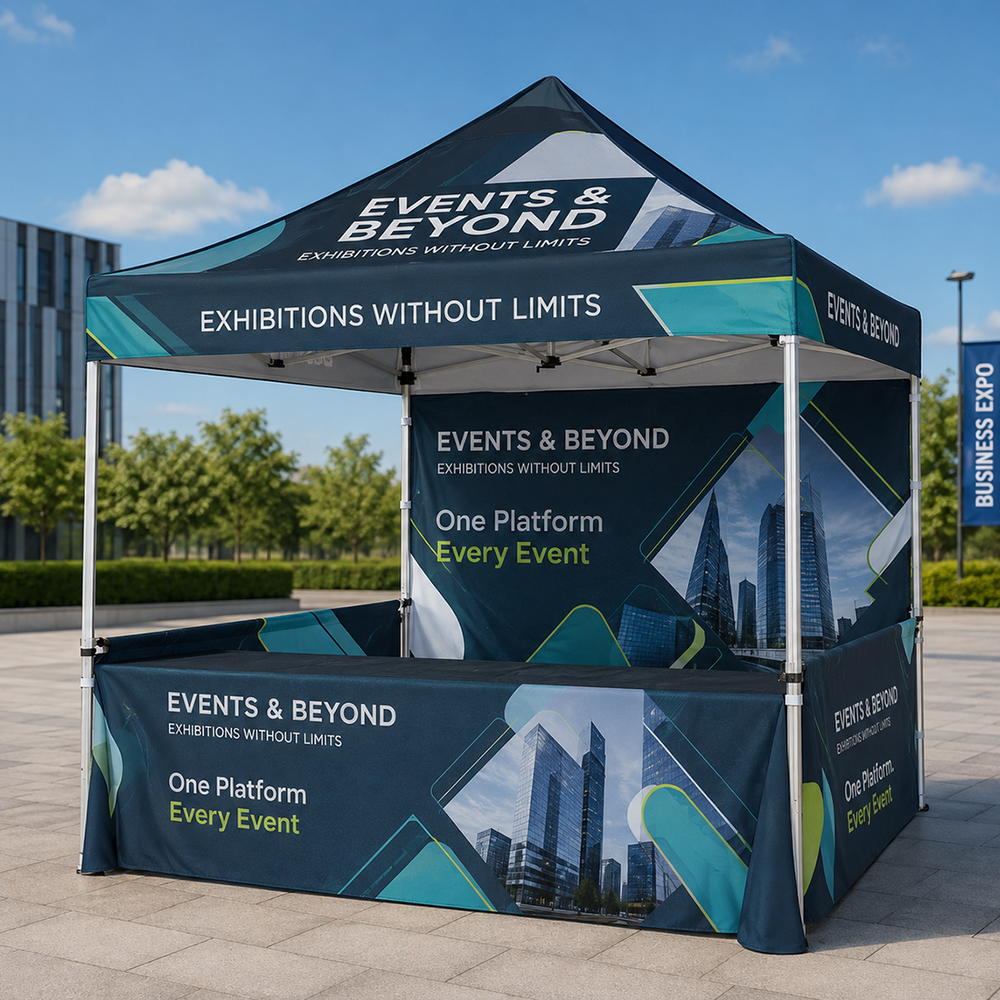 10ft x 10ft Fabric Event Tent with Folding Counter Table
