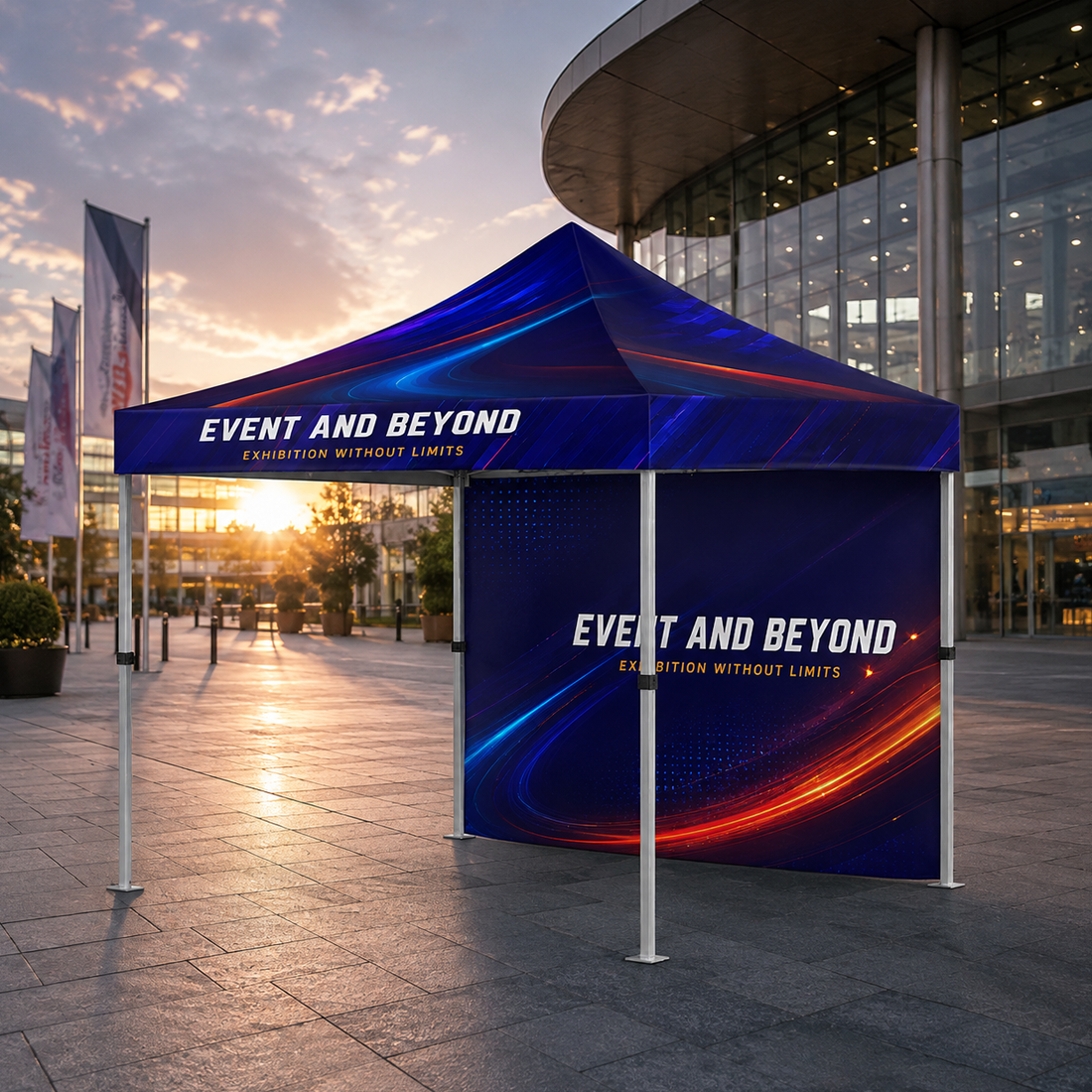 Custom printed canopy tent at an outdoor event