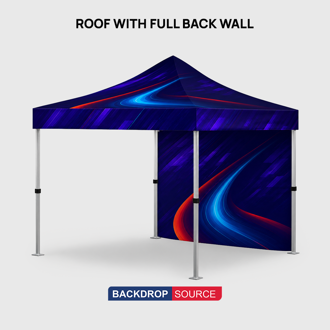 Canopy tent with printed full back wall