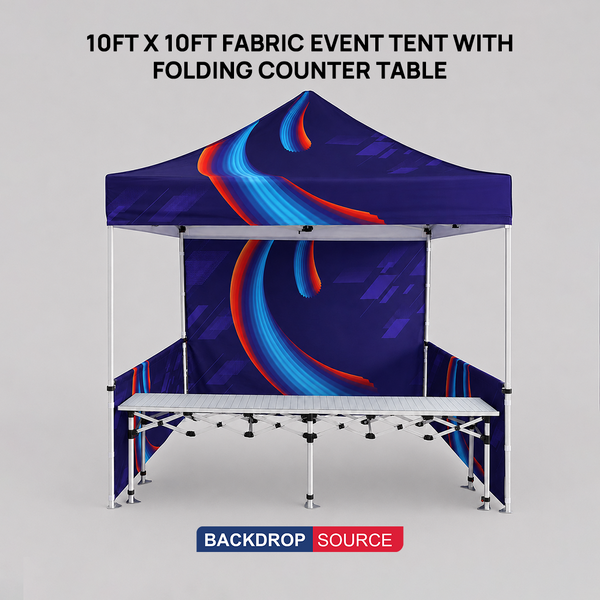 10ft x 10ft Fabric Event Tent with Folding Counter Table
