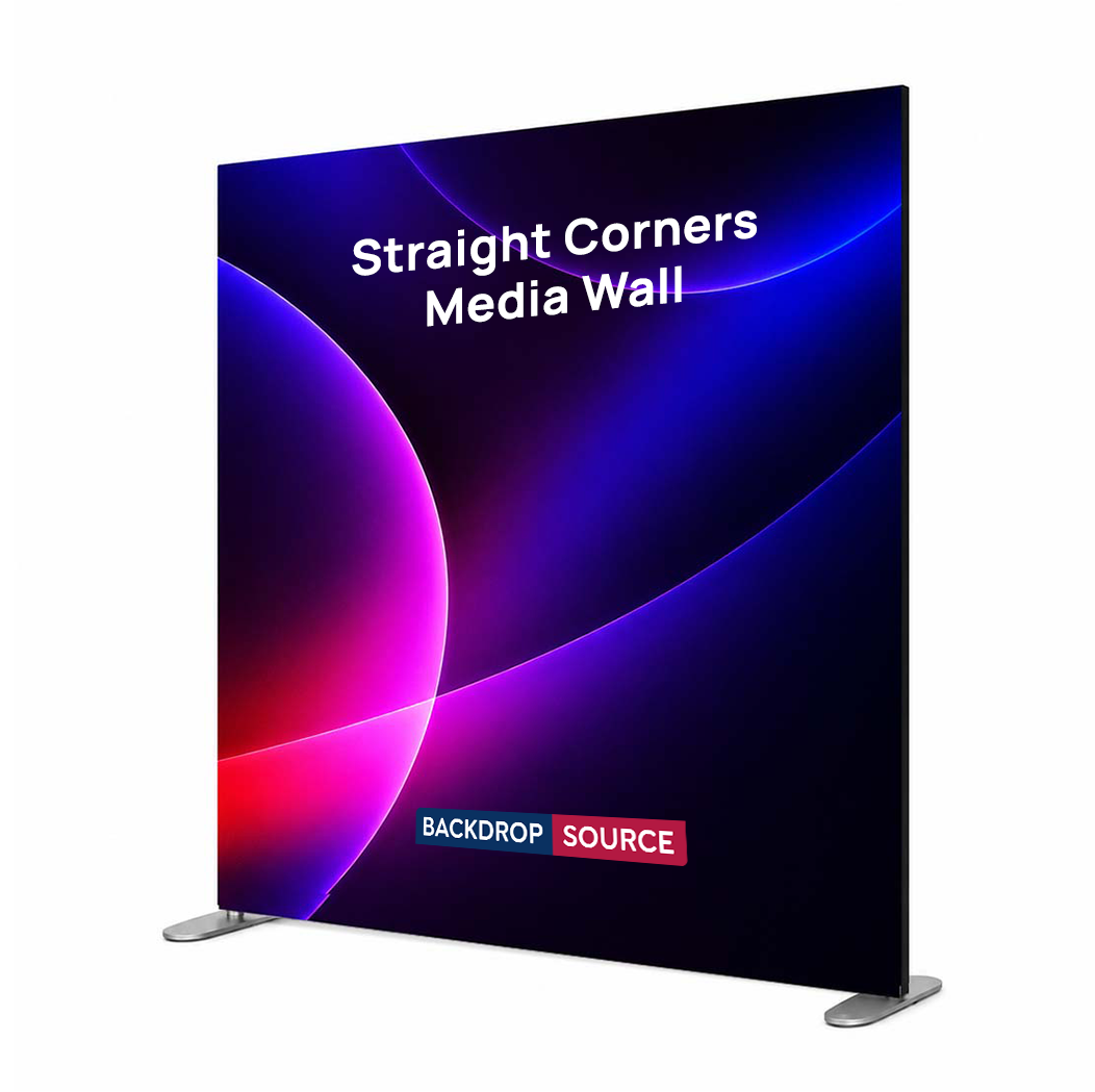 Portable Straight Fabric Media Wall – Square Corners