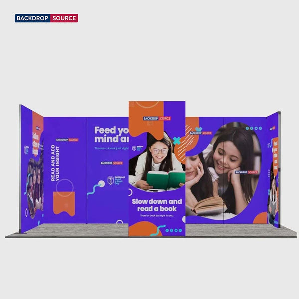 Exhibidor modular de luz SEG de 10 pies para ferias comerciales - Modelo 1