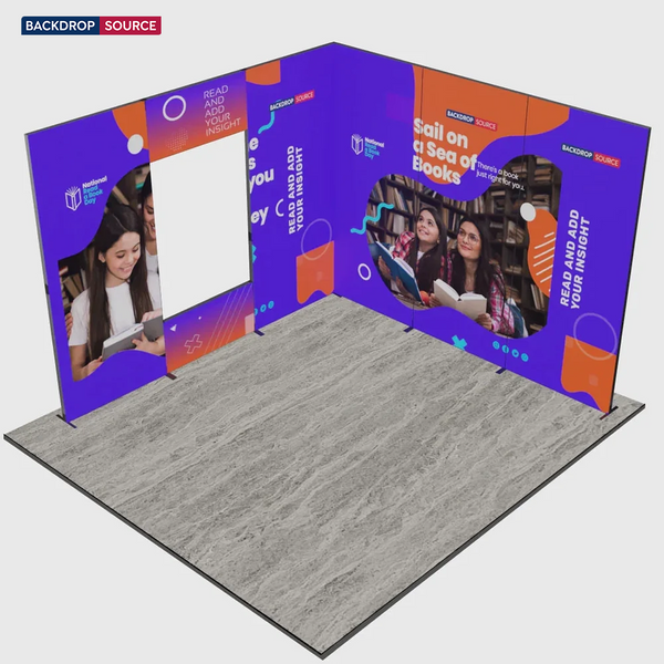 Exhibidor modular de luz SEG de 10 pies para ferias comerciales - Modelo 1