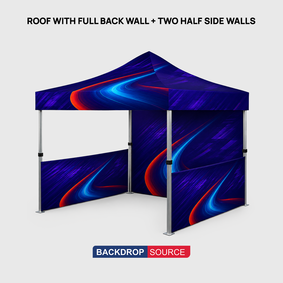 Seamless canopy with full back wall and half side walls
