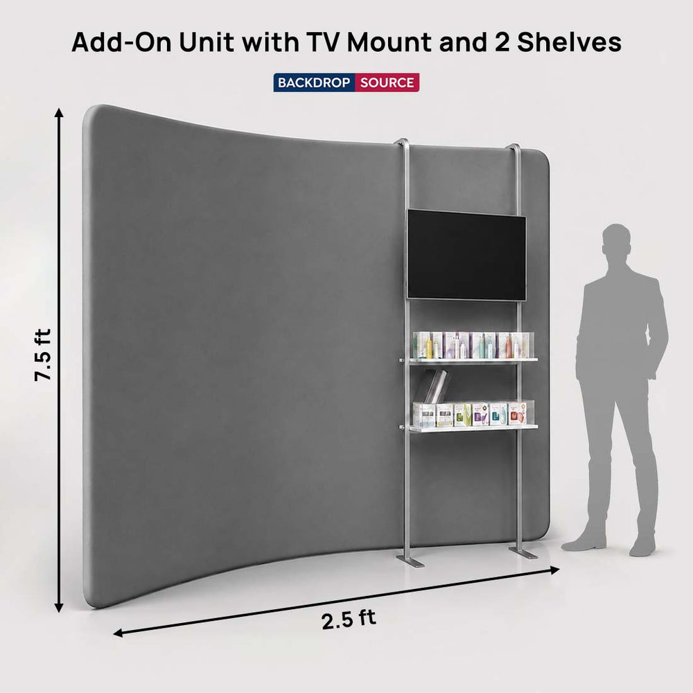 Modular Add-On Unit with TV Mount and 2 Shelves
