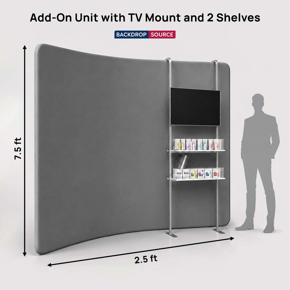 Modular Add-On Unit with TV Mount and 2 Shelves