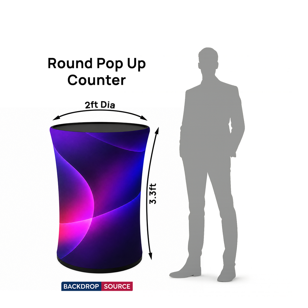 Backlit Fabric Round Pop Up Counter