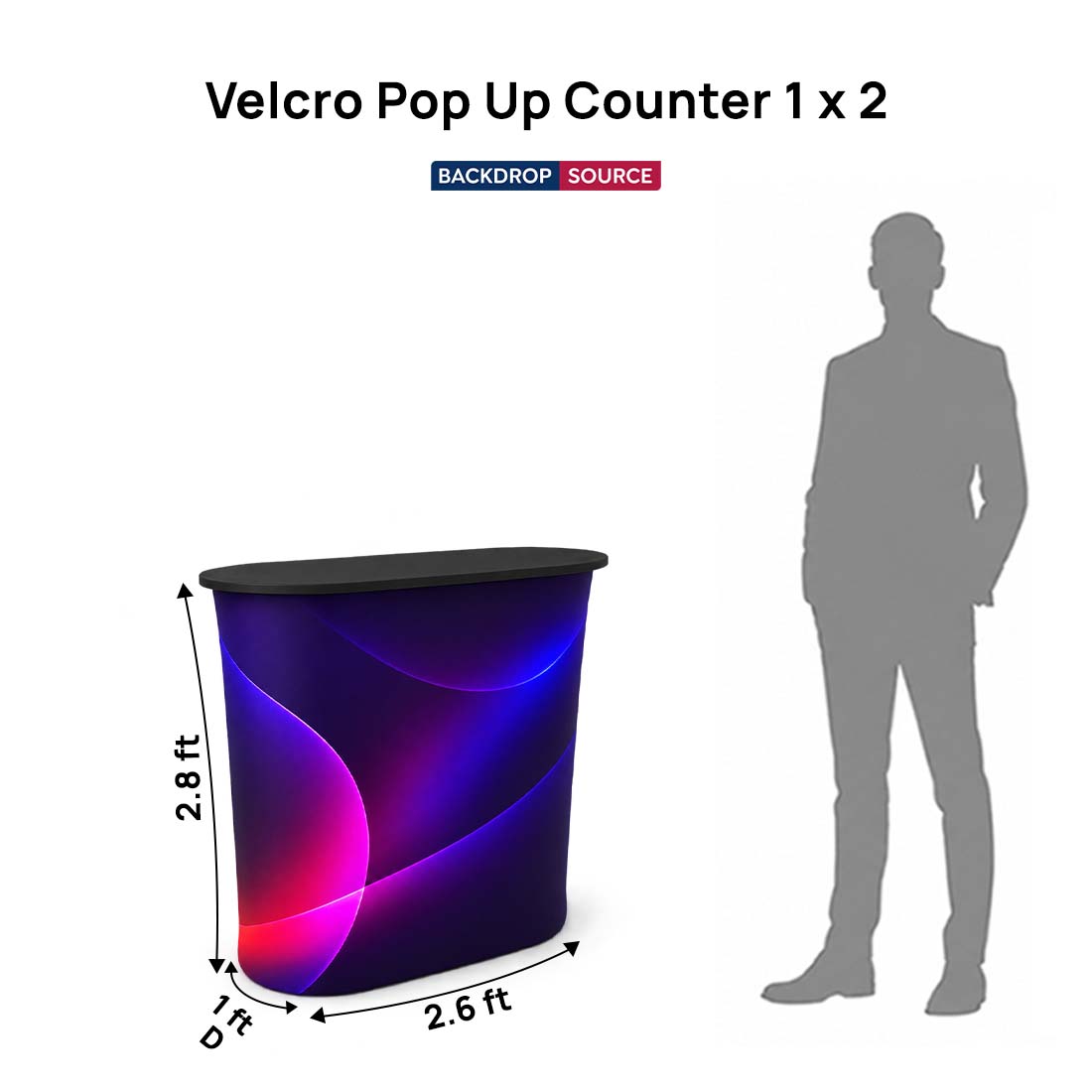 Fabric Velcro Pop Up Counter 1 x 2