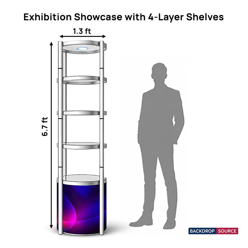 Exhibition Display Showcase with 5-Layer Shelves