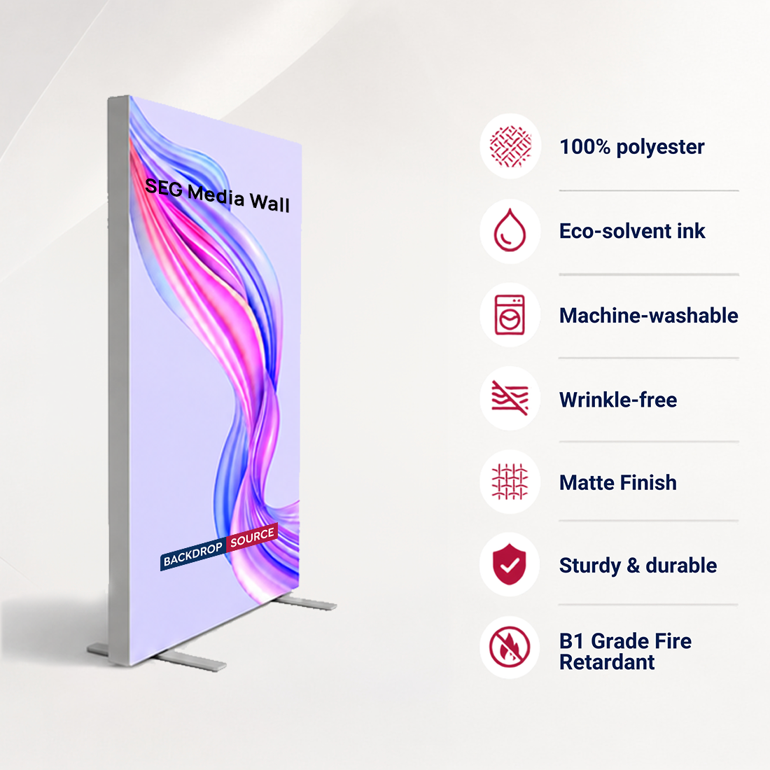Pared multimedia de tela SEG: 4 pies x 6,5 pies