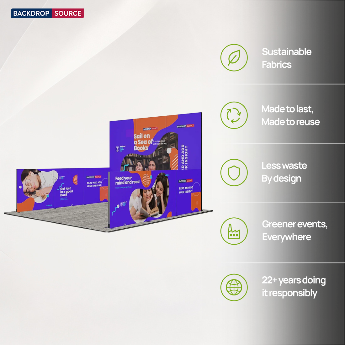 Exhibidor modular de luz SEG de 10 pies para ferias comerciales - Modelo 1