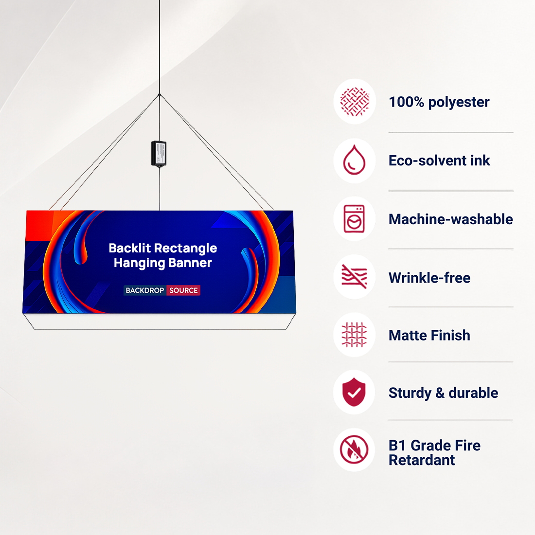 Backlit Rectangle Fabric Hanging Banner