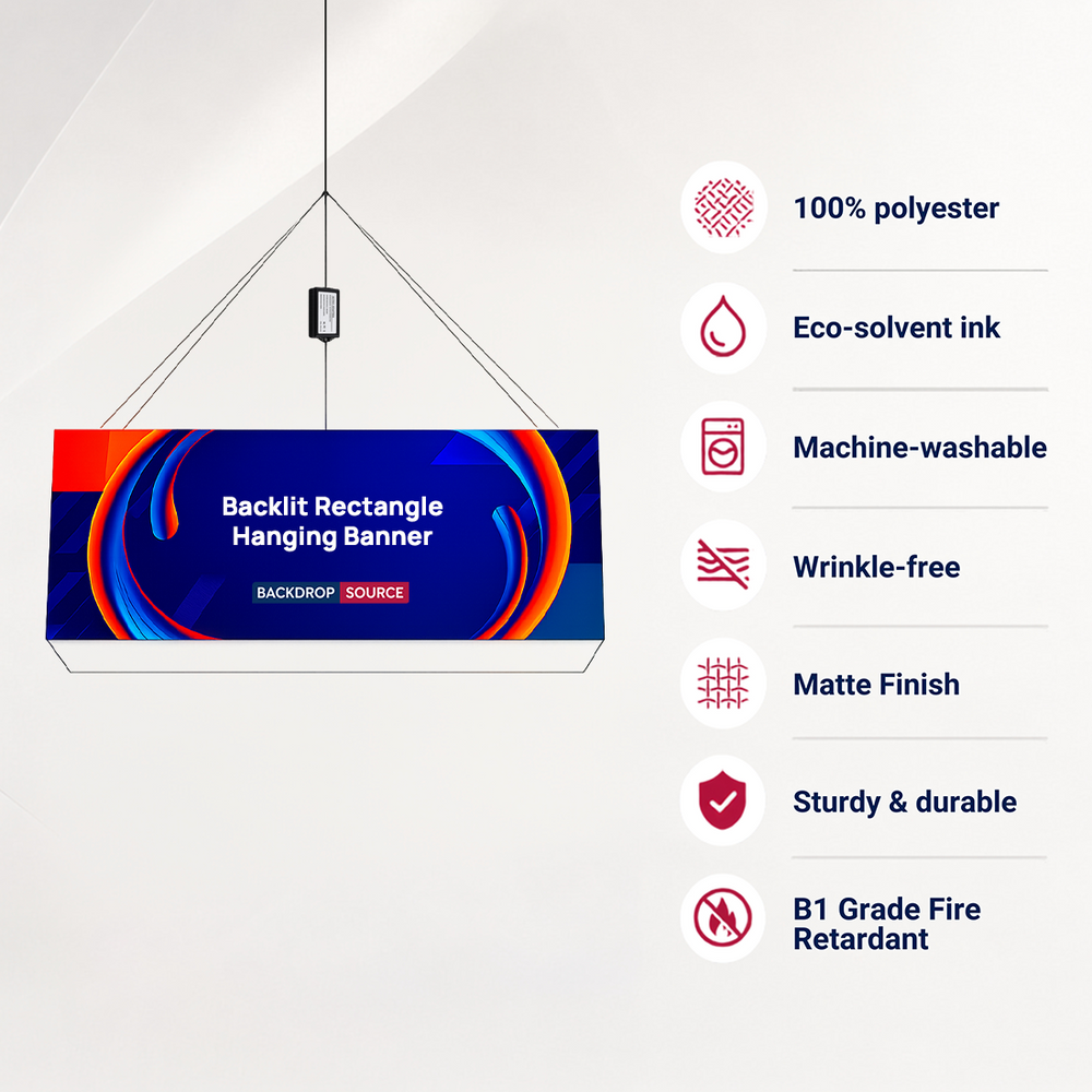 Banner colgante rectangular retroiluminado