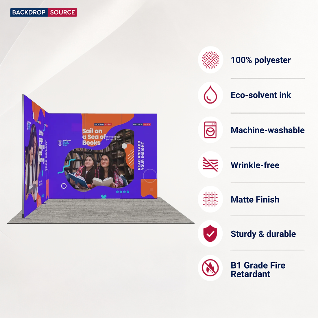 Exhibidor modular de luz SEG de 10 pies para ferias comerciales - Modelo 1