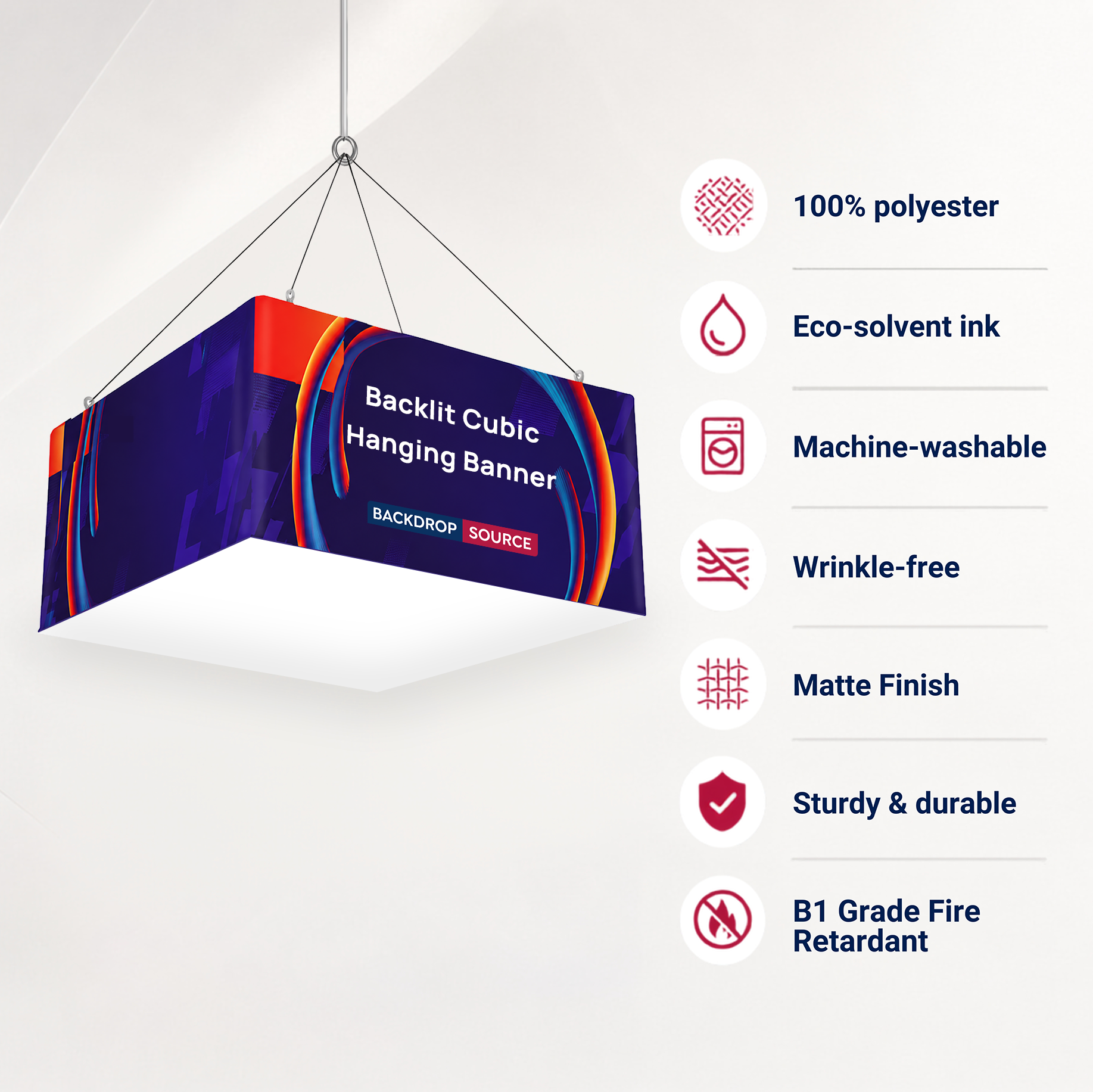 Backlit Cubic Fabric Hanging Banner